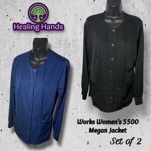 Healing Hands Women's 5500 Megan Jacket Bundle Set - Black and Blue Size Small